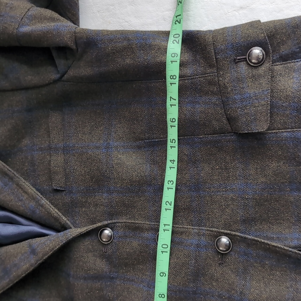 Banana Republic Blue & Green Plaid Wool Blend Flare Sleeve Blazer Sz 16 - Picture 6 of 11
